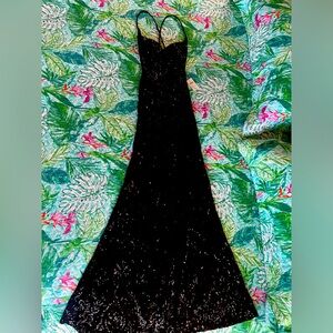 Black Glitter Prom Dress, Slit, Bnwt